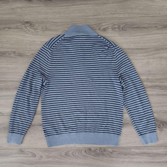 Nautica Mock Turtleneck Striped Knit Pullover Sweater Blue Size Medium - Picture 3 of 11